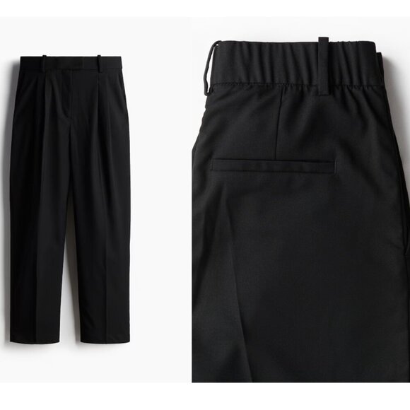H&M | Pleat Front, Ankle-Length Trousers In Black - Picture 8 of 9